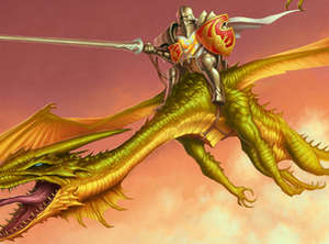 Рыцарь с копьем на драконе